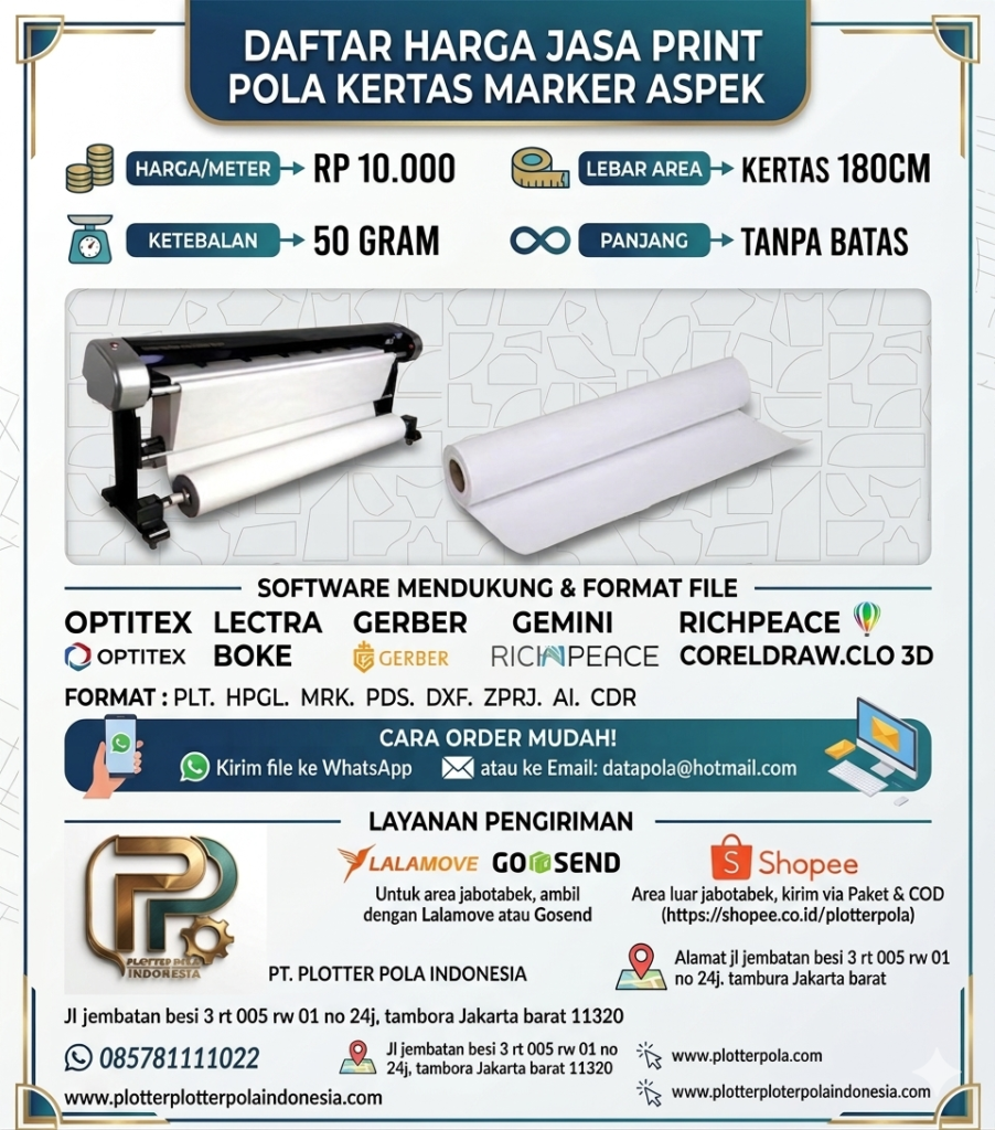 daftar harga print pola kertas marker aspek 10,000